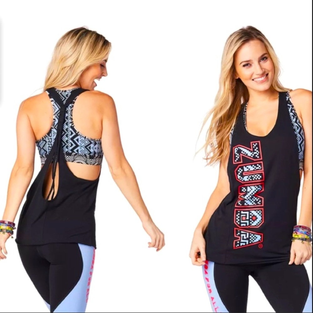More Zumba Tied Up Tank Bold Black Sz Large